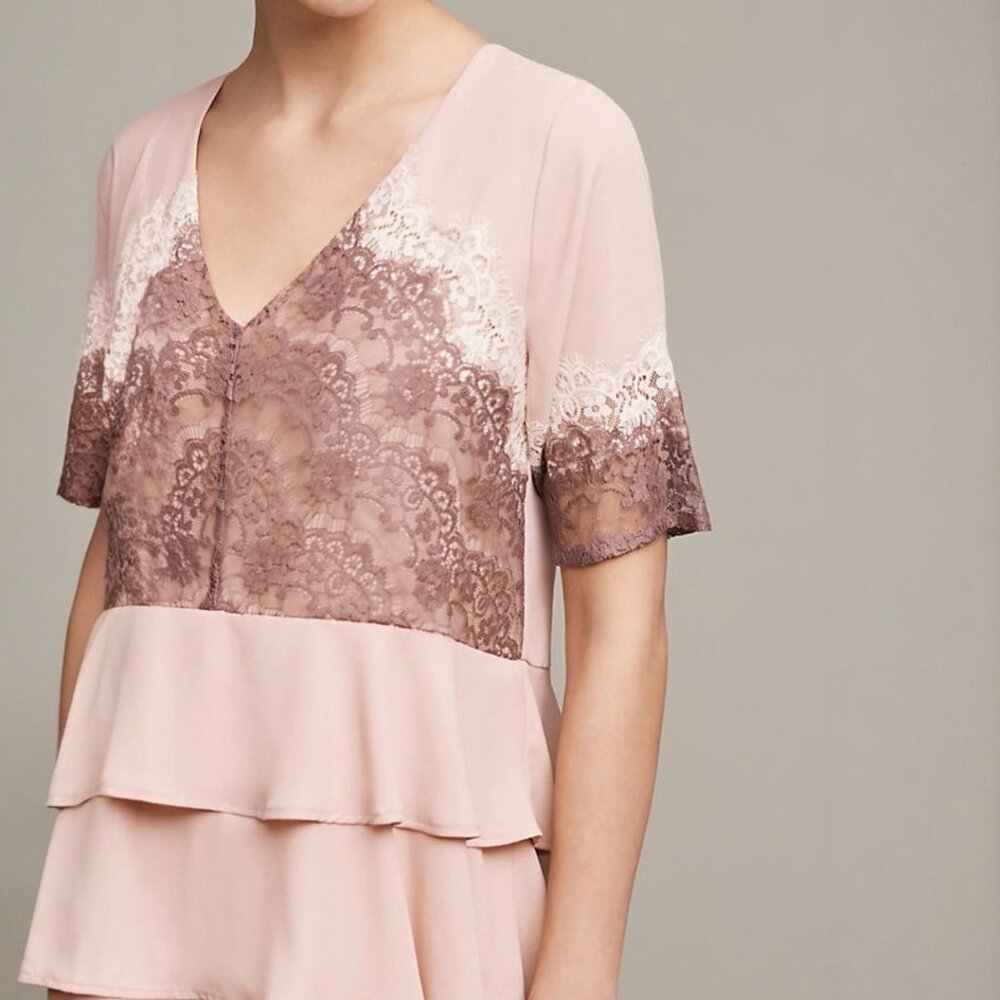 NWT Anthropologie Tiered Lace Blouse by ISLA MAUDE - Picture 2 of 6